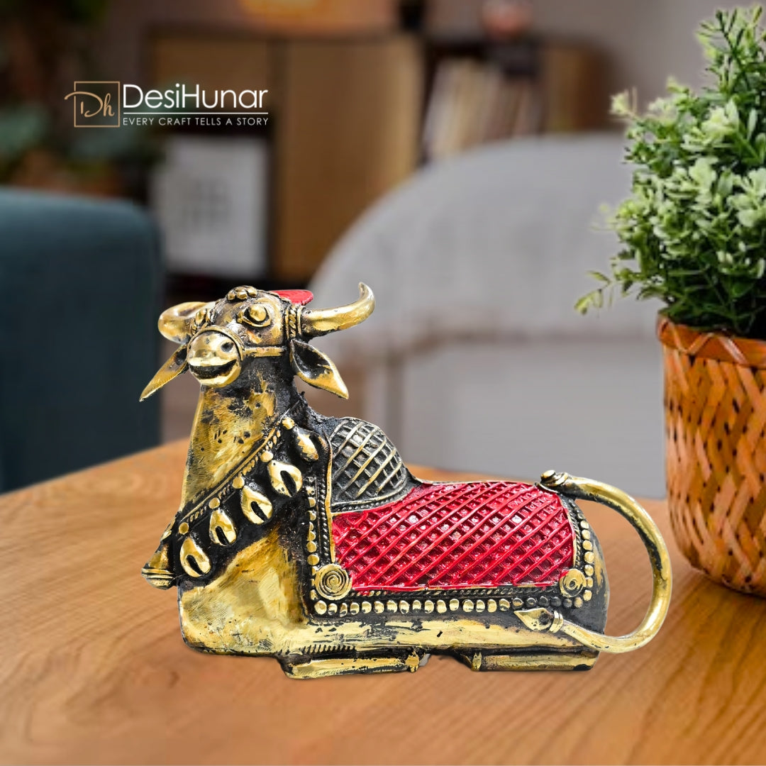 Handcrafted Brass Nandi Bull – Tribal Decor
