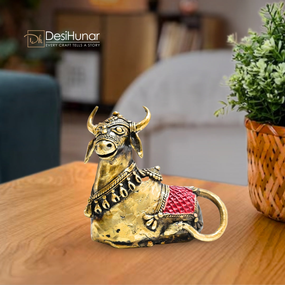 Brass Nandi Bull Idol – Traditional Handicraft Art