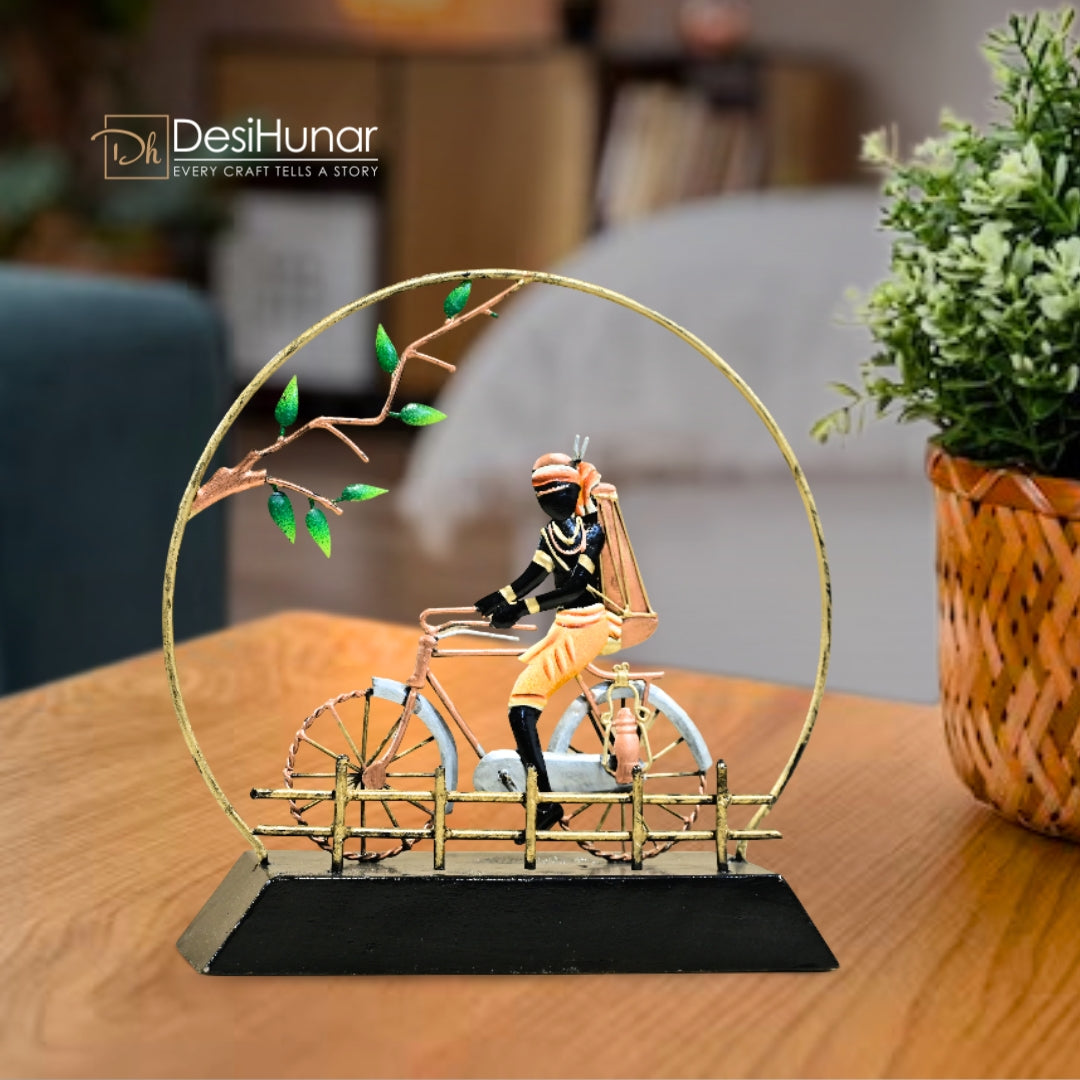Handcrafted Tribal Men on Cycle  – Tribal Decor
