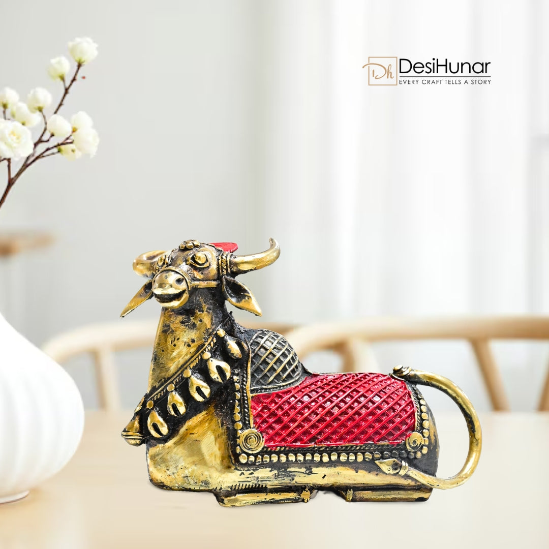 Handcrafted Brass Nandi Bull – Tribal Decor