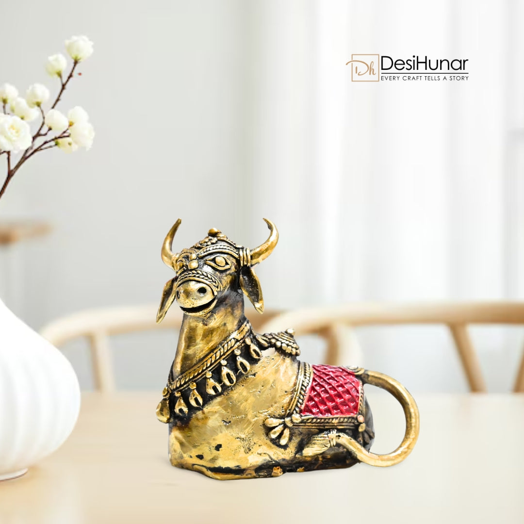 Brass Nandi Bull Idol – Traditional Handicraft Art