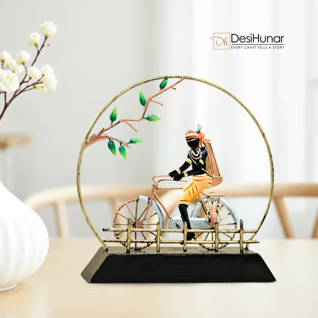 Handcrafted Tribal Men on Cycle  – Tribal Decor